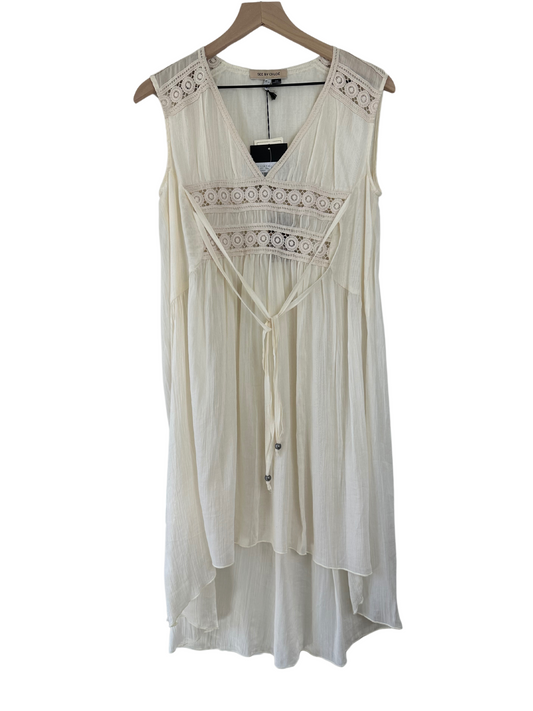 See by Chloé Cream Cotton and Silk Crepe High Low Dress Size 40, US 4