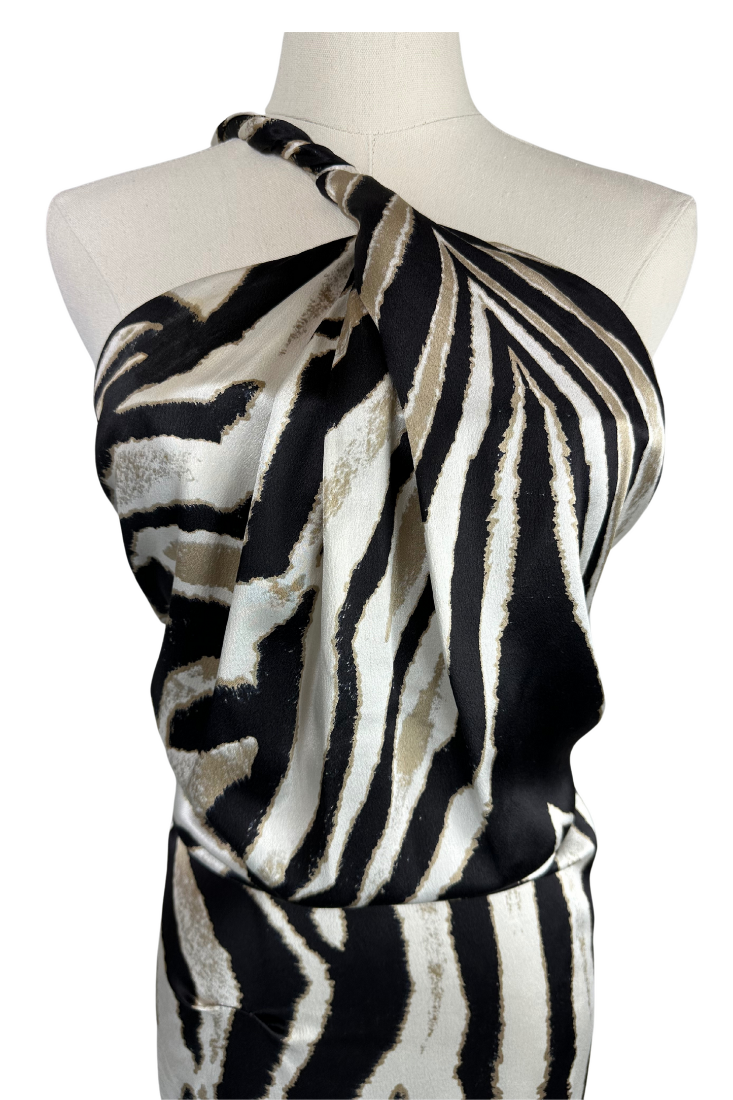 Roberto Cavalli Zebra Print Silk Maxi Dress Size IT38