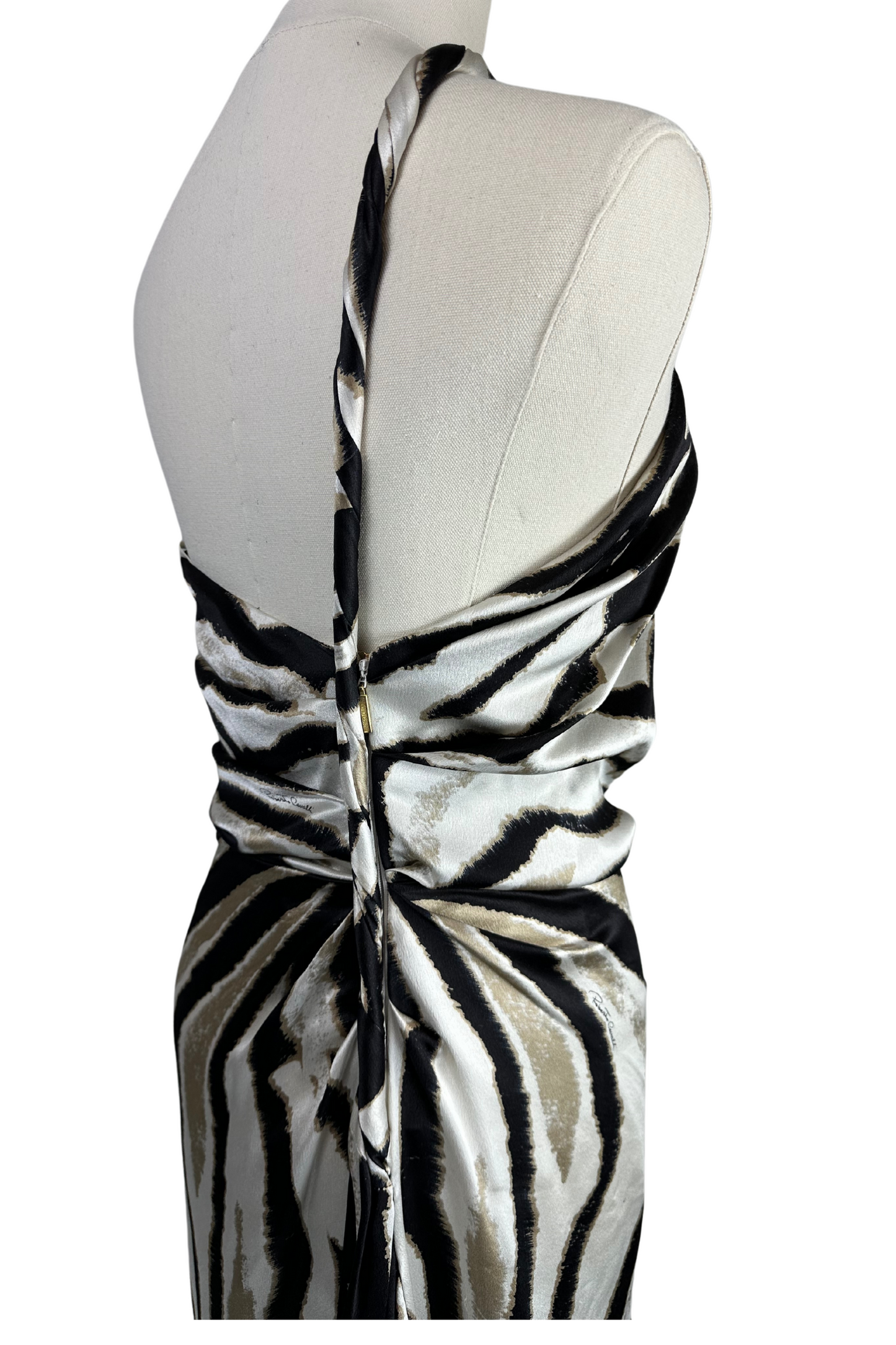 Roberto Cavalli Zebra Print Silk Maxi Dress Size IT38