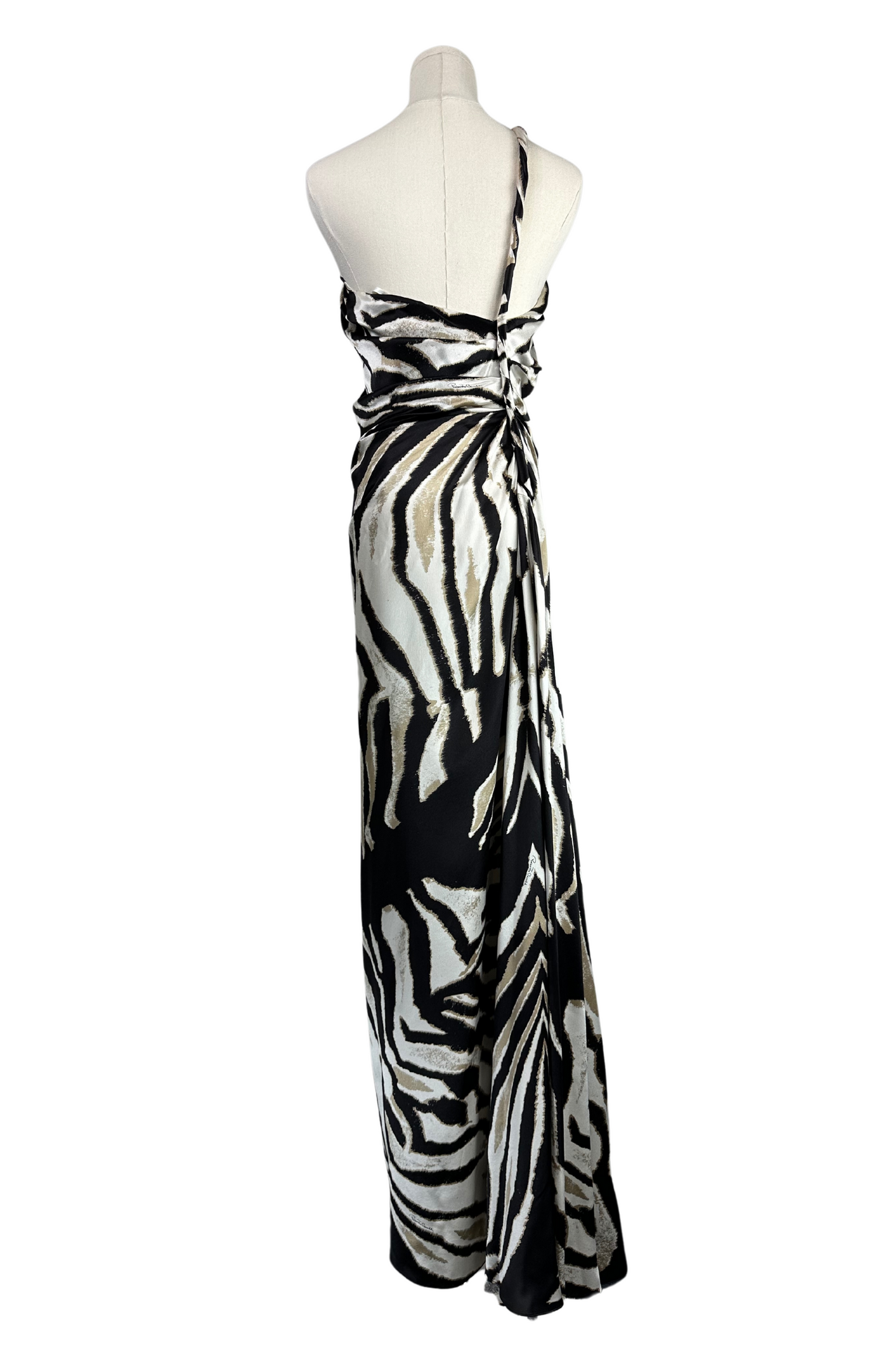 Roberto Cavalli Zebra Print Silk Maxi Dress Size IT38