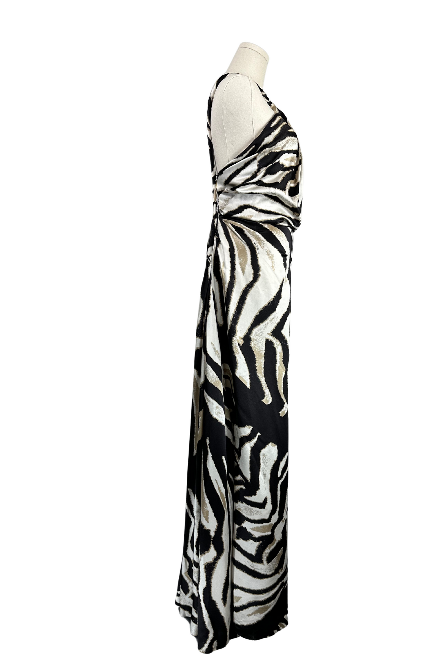 Roberto Cavalli Zebra Print Silk Maxi Dress Size IT38