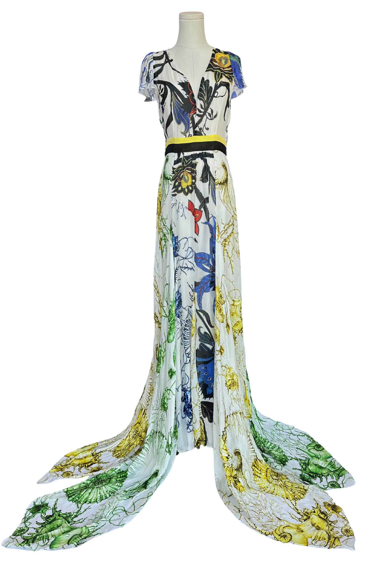 Roberto Cavalli Silk Gown Abstract Floral and Shell Print Size IT42 *RARE*