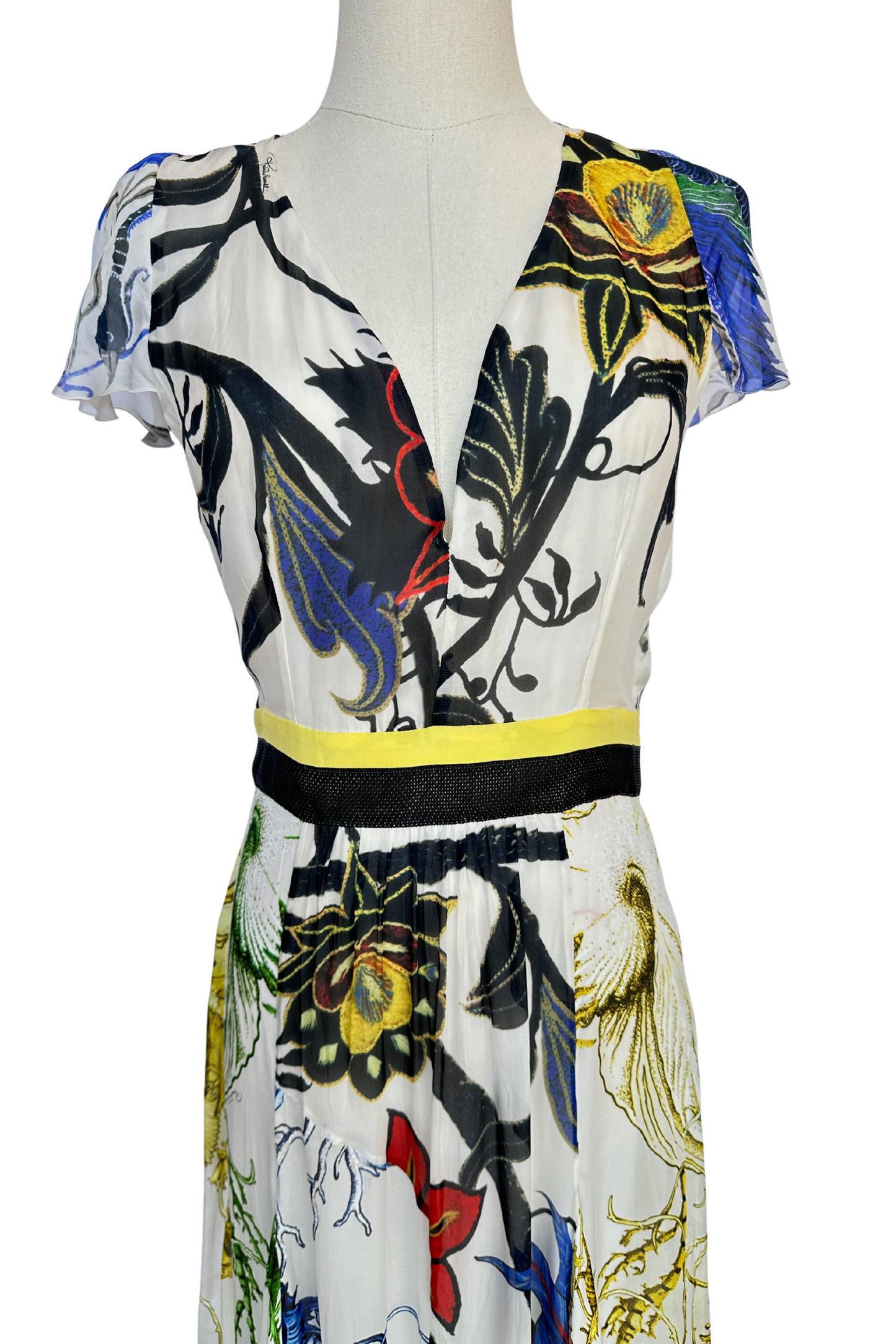 Roberto Cavalli Silk Gown Abstract Floral and Shell Print Size IT42 *RARE*