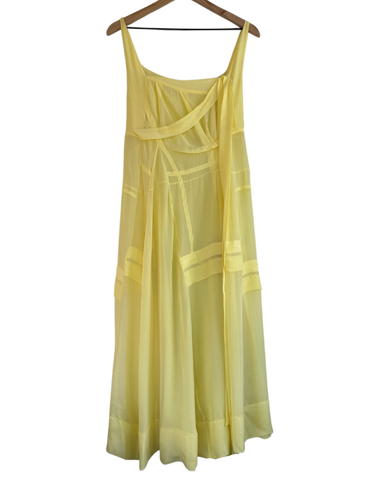 Chloé 2008 Yellow Silk Midi Dress Size 42