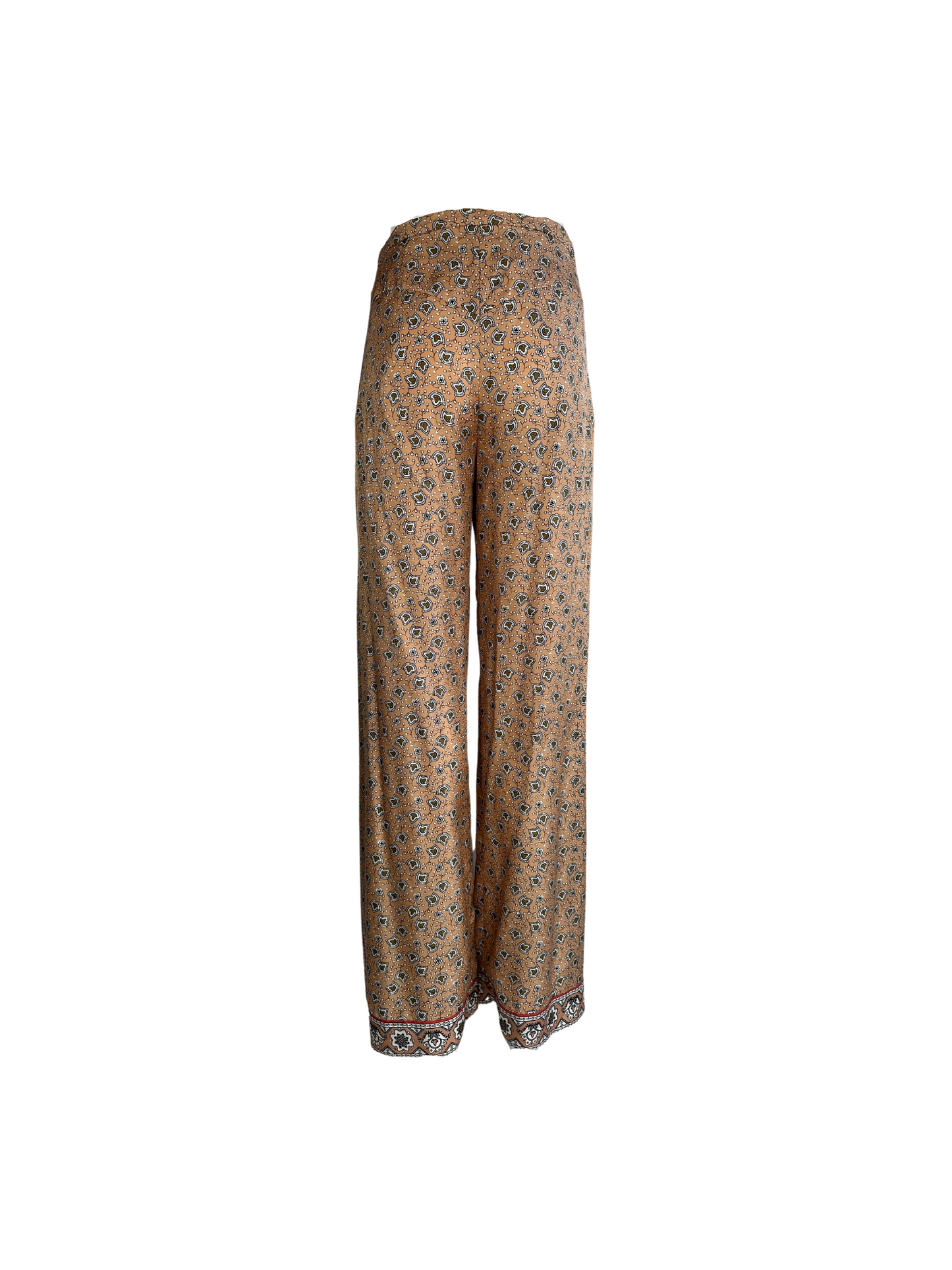 Chloé Bandana Paisley Print Sarong Wrap Silk Trousers Size 38