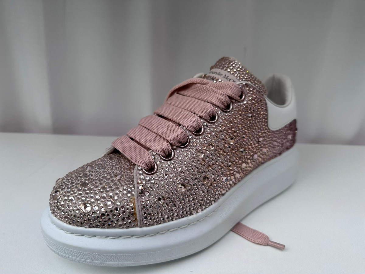 Alexander McQueen pink crystal sneakers new 38