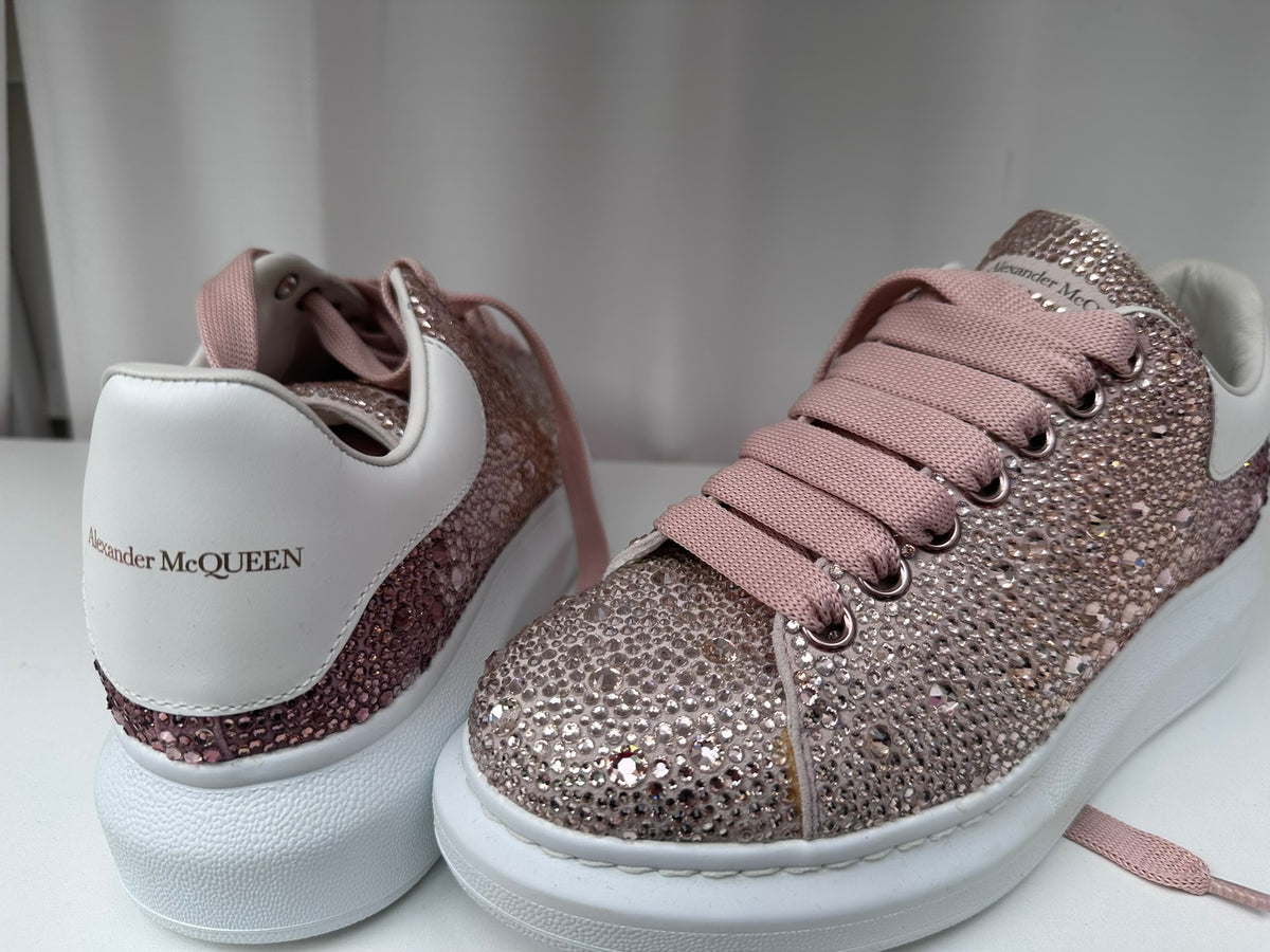 Alexander McQueen pink crystal sneakers new 38