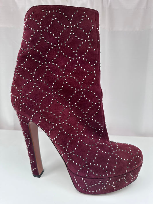 Alaia burgundy stud booties vintage NIB ! 39 1/2