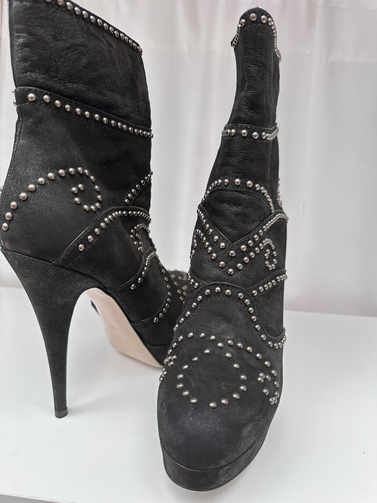 Miu Miu vintage studded booties platform 39 1/2 NIB