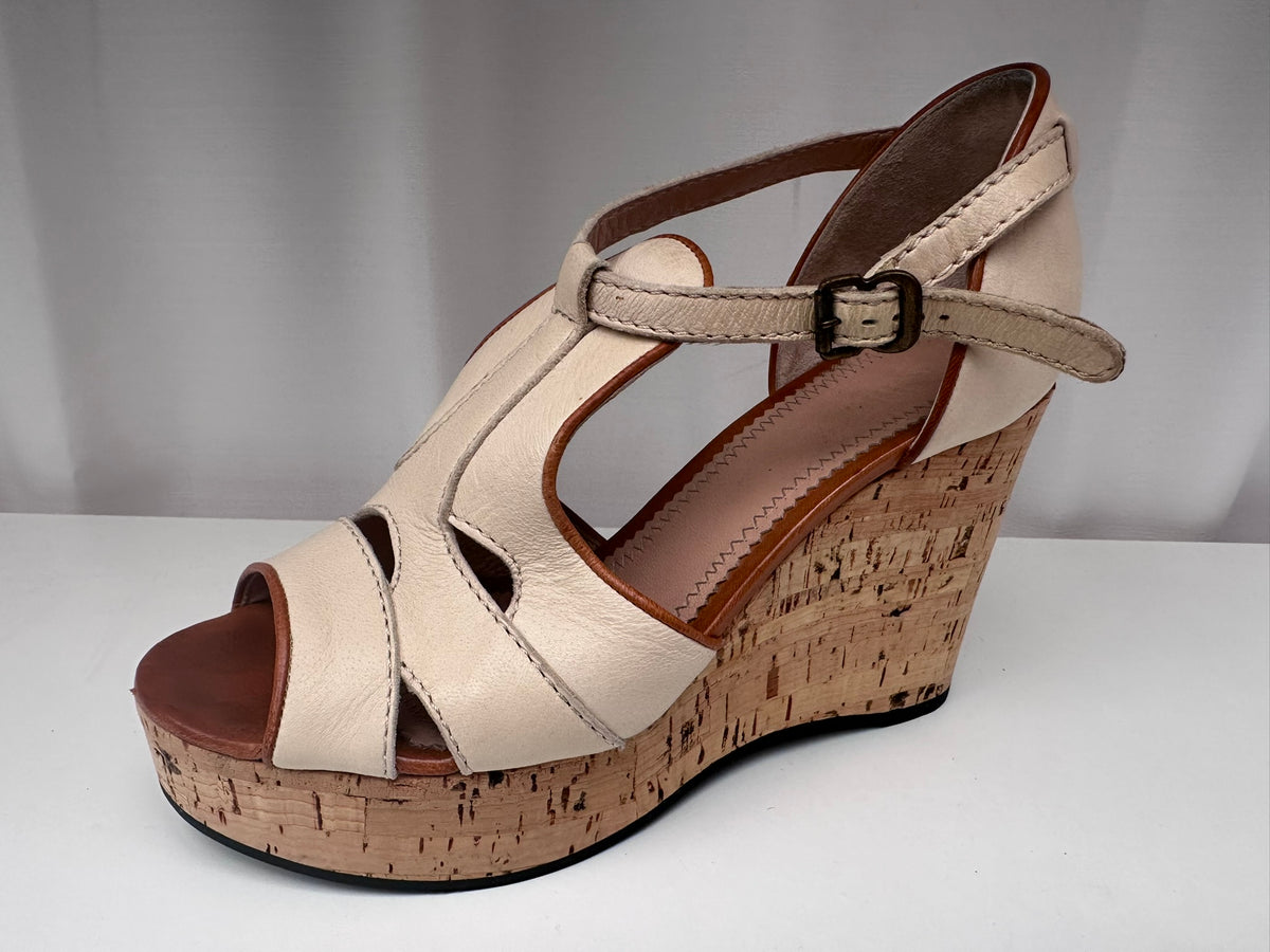 Chloe Cambogia teak deer nut brown wedge 37 1/2 nib