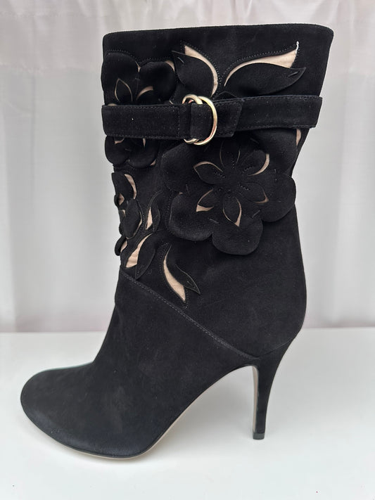 Valentino vintage boots 3d flower black 38.5 NIB