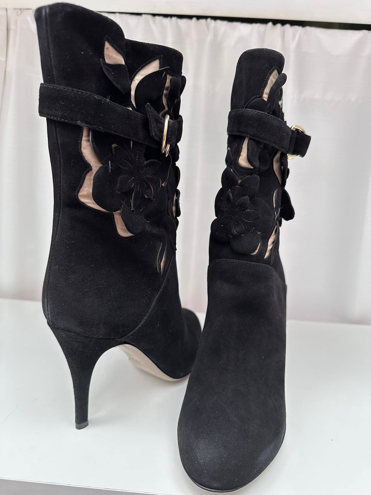 Valentino vintage boots 3d flower black 38.5 NIB