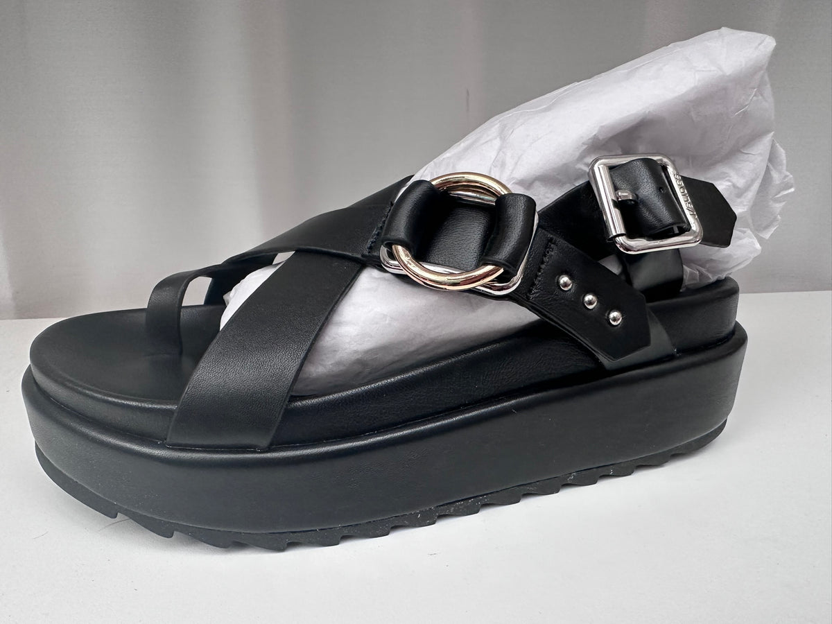 J / slides New York solara black buckle flatform sandals 7 1/2 NIB
