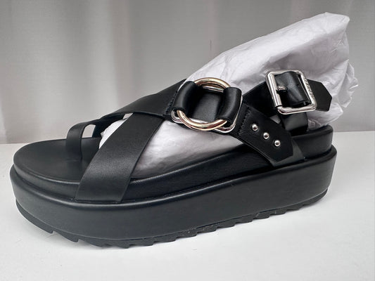 J / slides New York solara black buckle flatform sandals 7 1/2 NIB