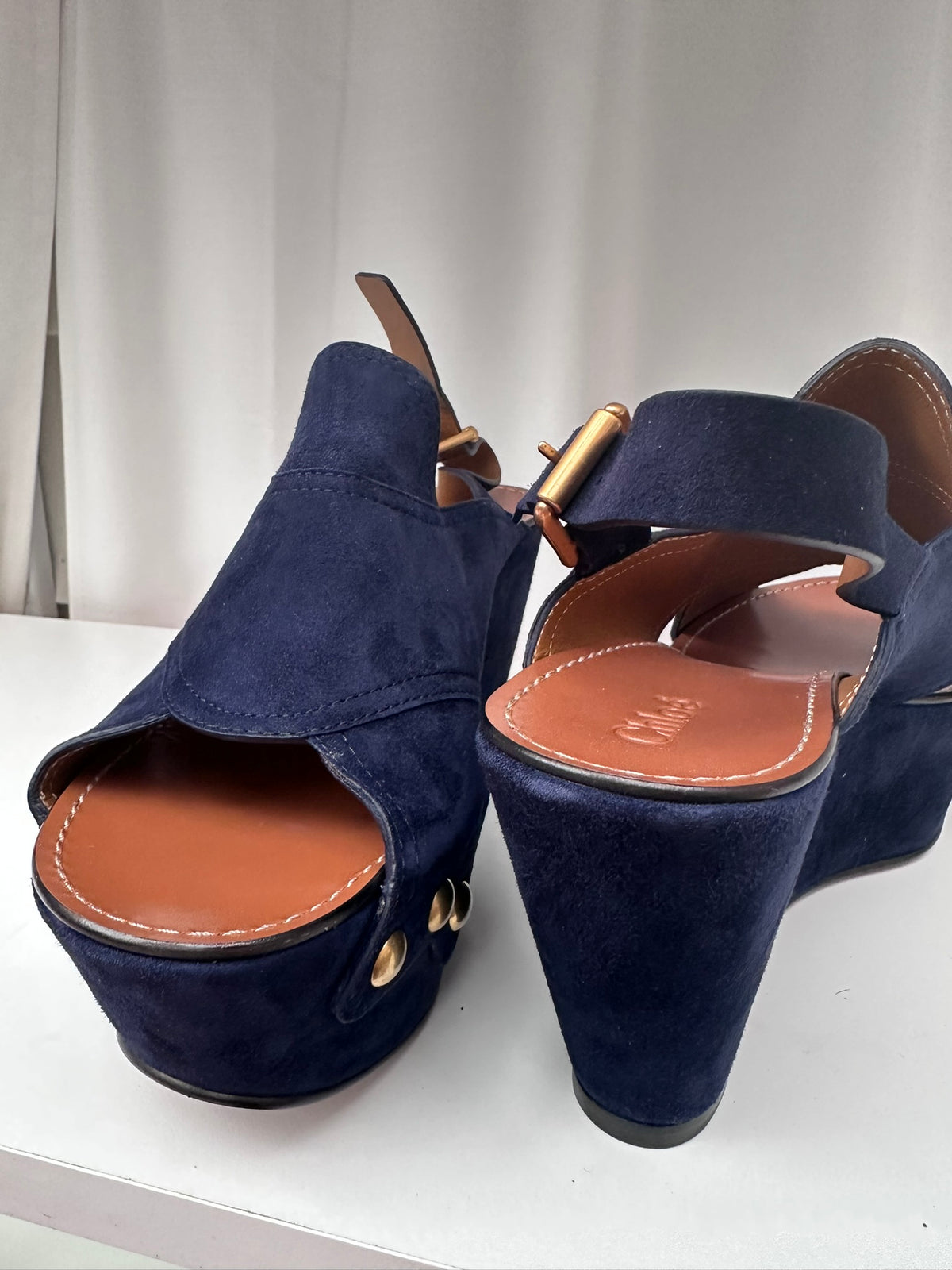 Chloe blue lagoon marsala flatform sandals 41 NIB