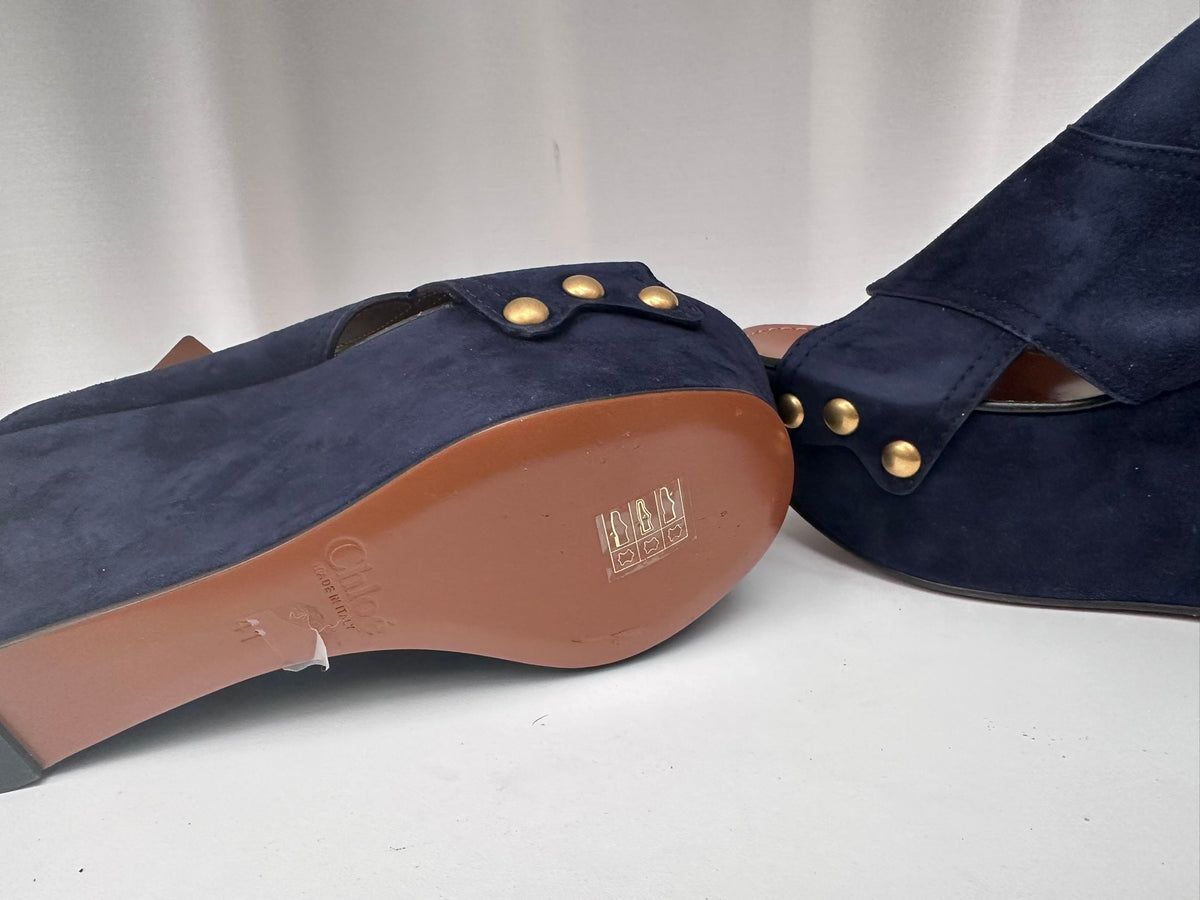 Chloe blue lagoon marsala flatform sandals 41 NIB