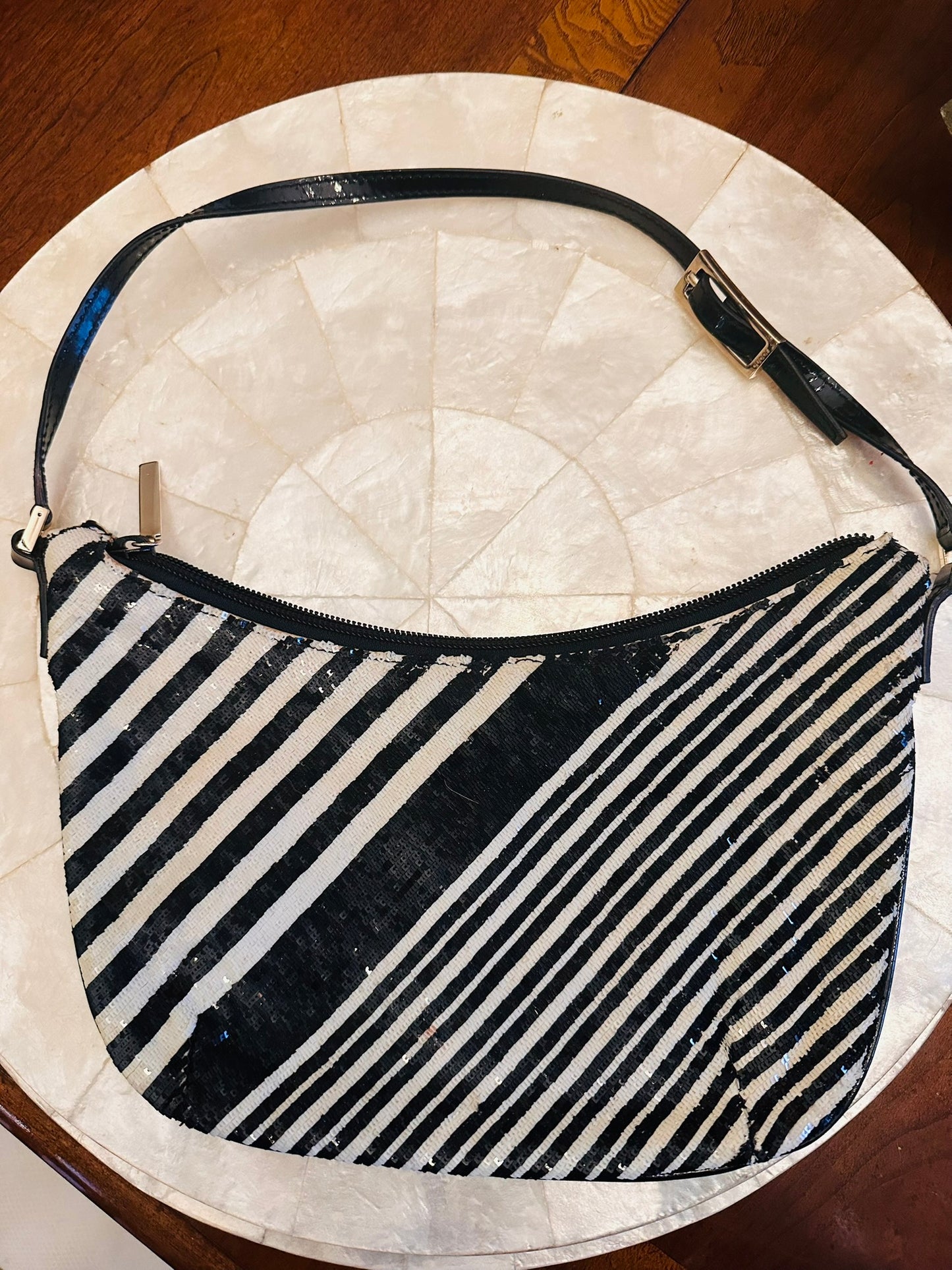 Gucci Tom Ford 2000 black and white striped beaded bag