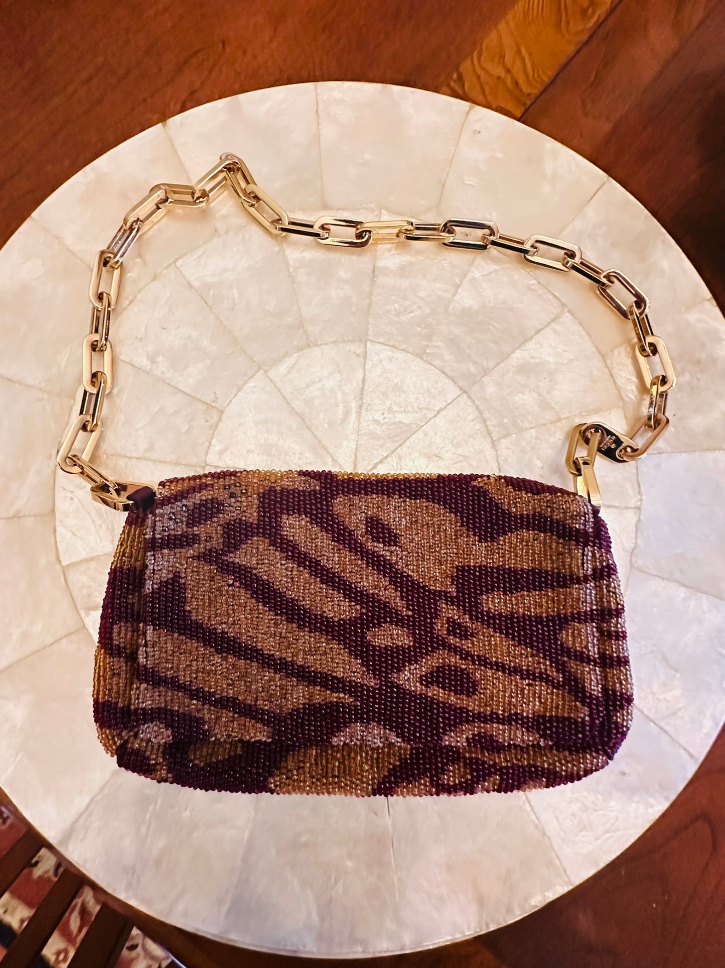 Gucci Tom Ford 2000 red gold beaded bag purse