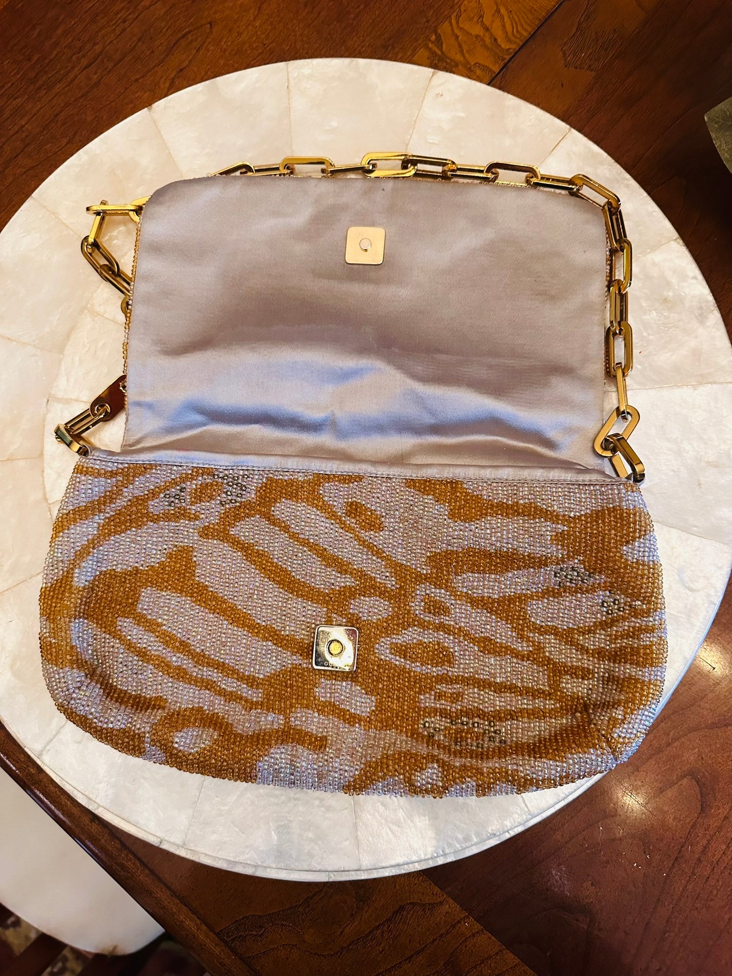 Gucci Tom Ford 2000 ivory gold beaded bag purse