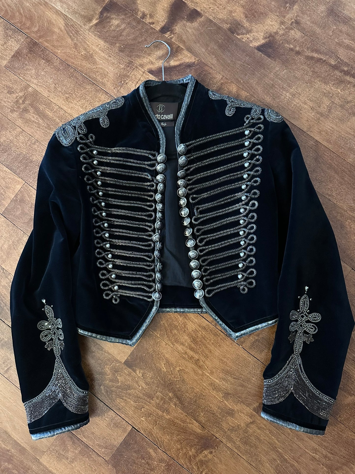 Roberto Cavalli early 2000's black Napoleon military style jacket I40