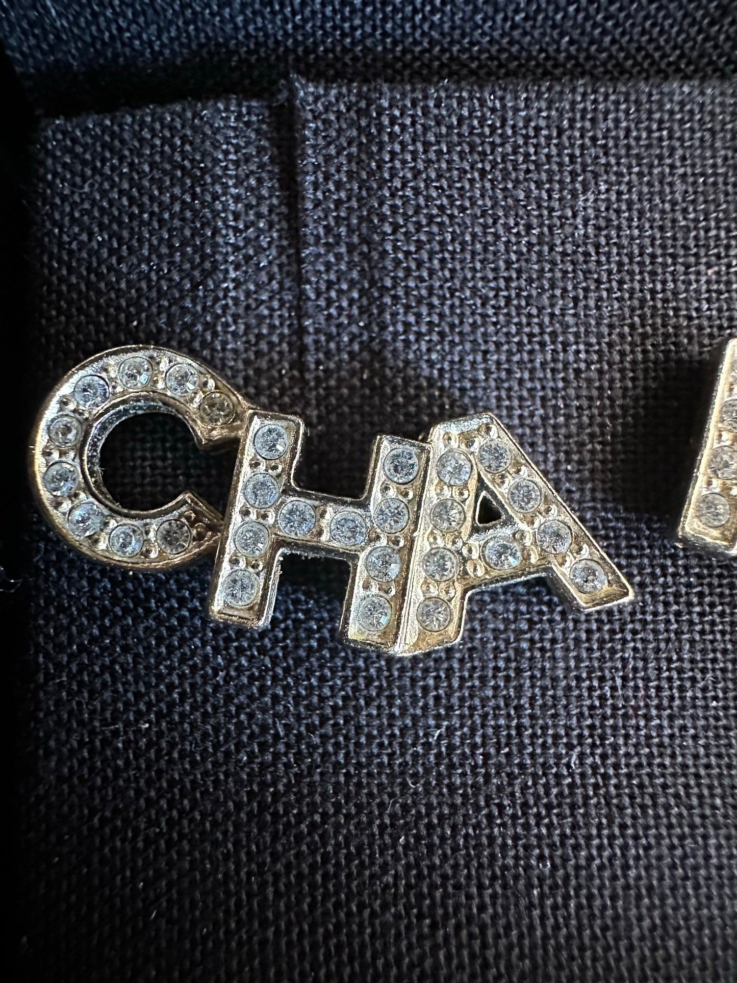 Chanel rhinestone cha nel earrings new in box pierced