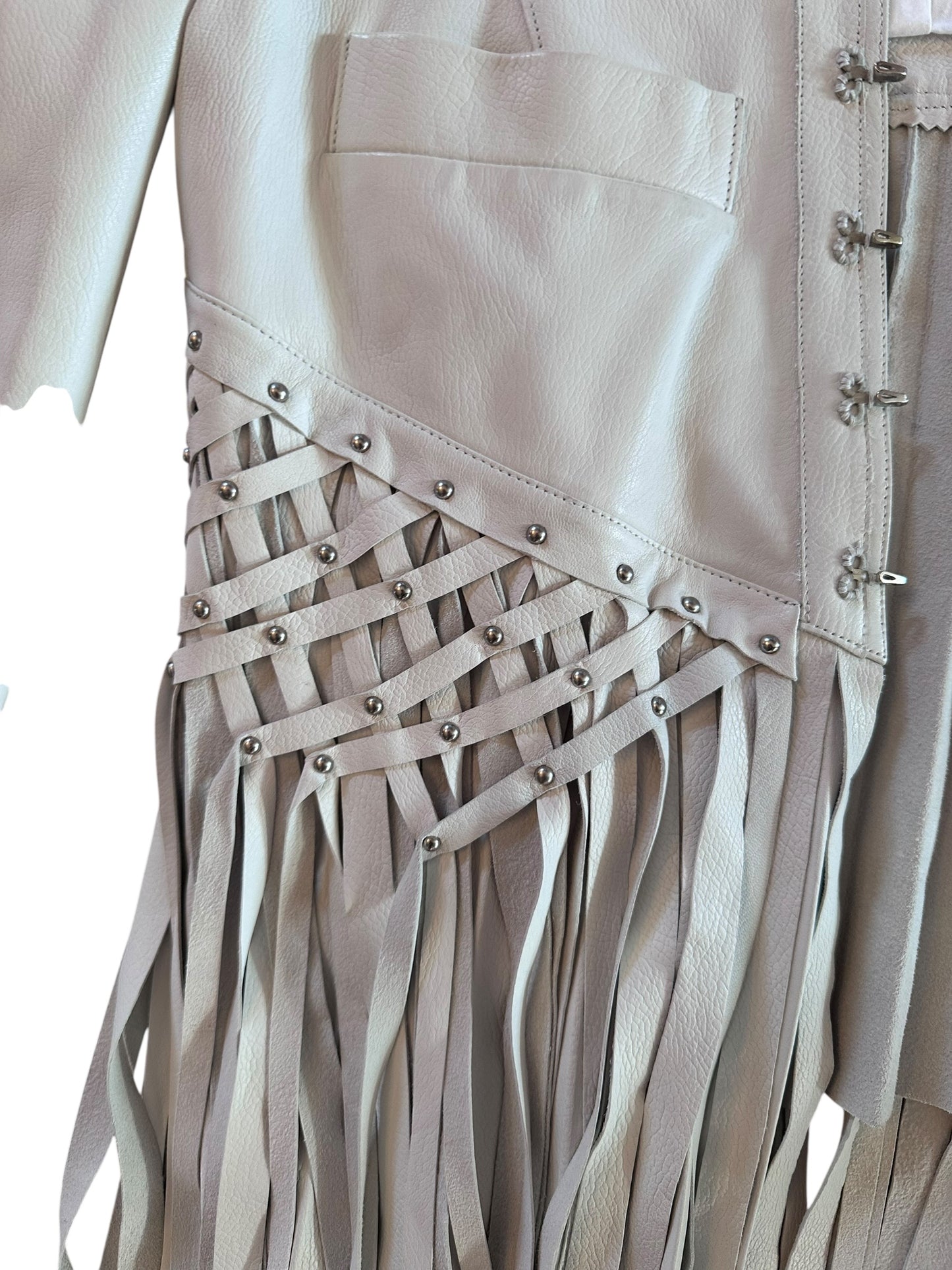 Chloe Phoebe Philo runway 2003 leather fringe jacket F 38