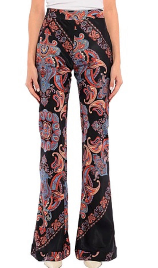 Chloe 2019 Paisley Print Silky Pants Flare Size 44