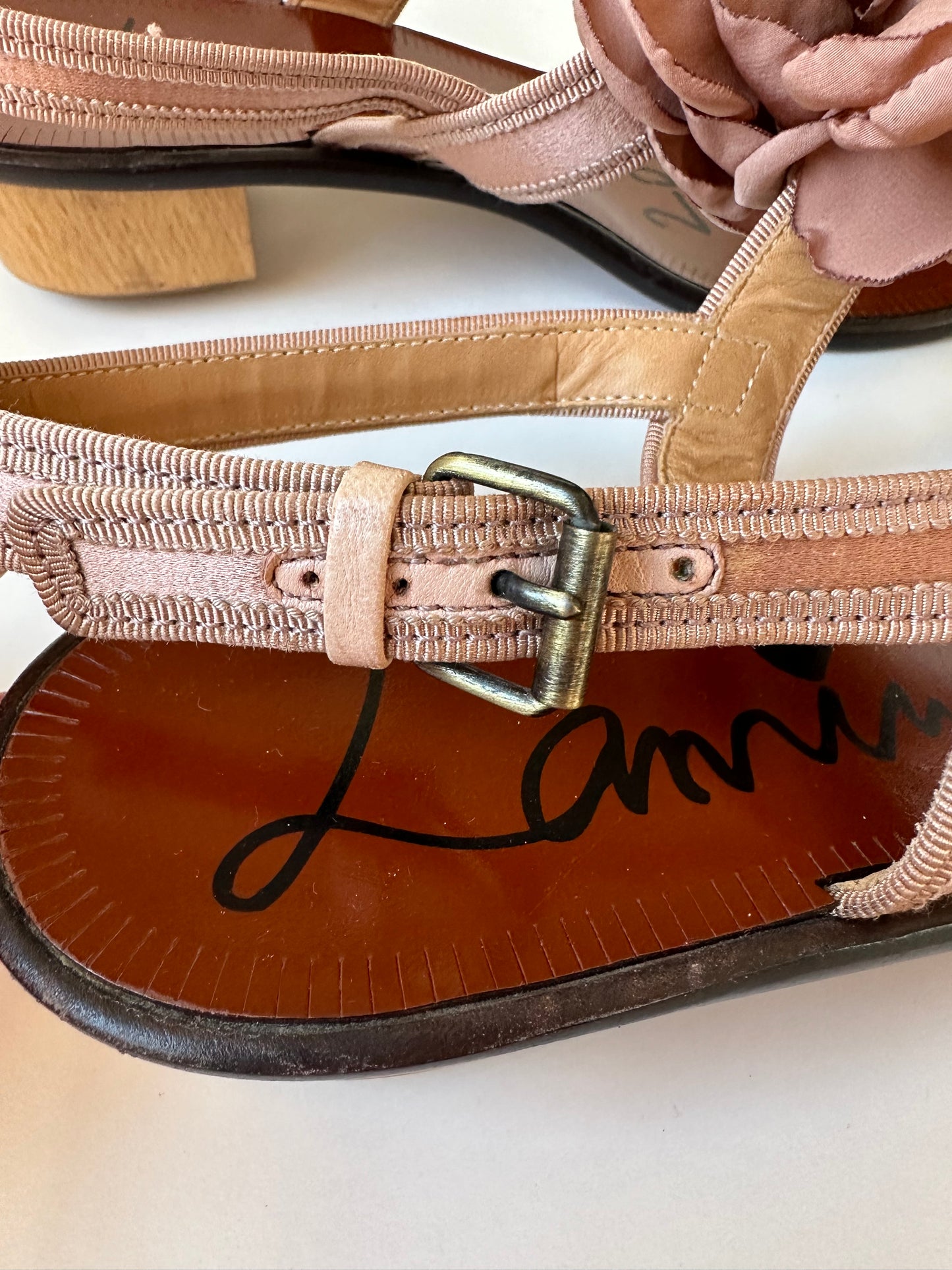 Lanvin Blush Iconic Flower Sandals