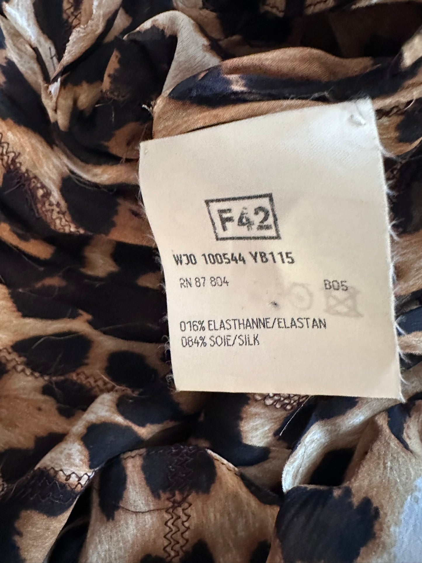 Archival SS 2002 Tom Ford for Yves Saint Laurent Rive Gauche Leopard silk chiffon set F 42