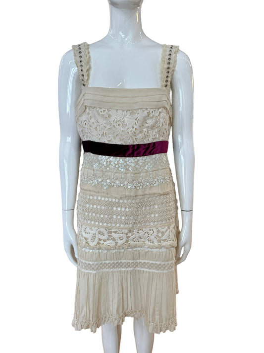 Louis Vuitton ivory silk embellished dress F 40