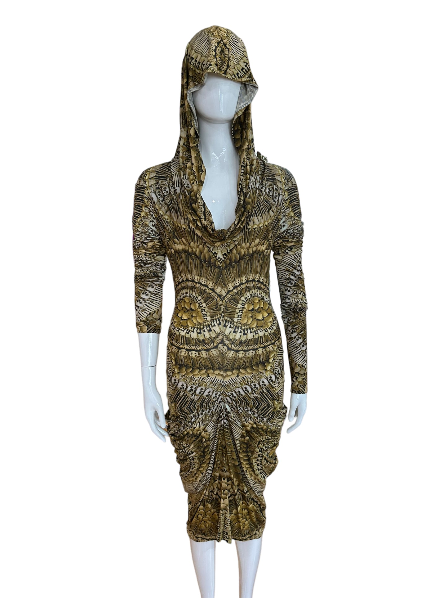 Alexander McQueen 2010 skull bones hooded dress I 38 stretchy