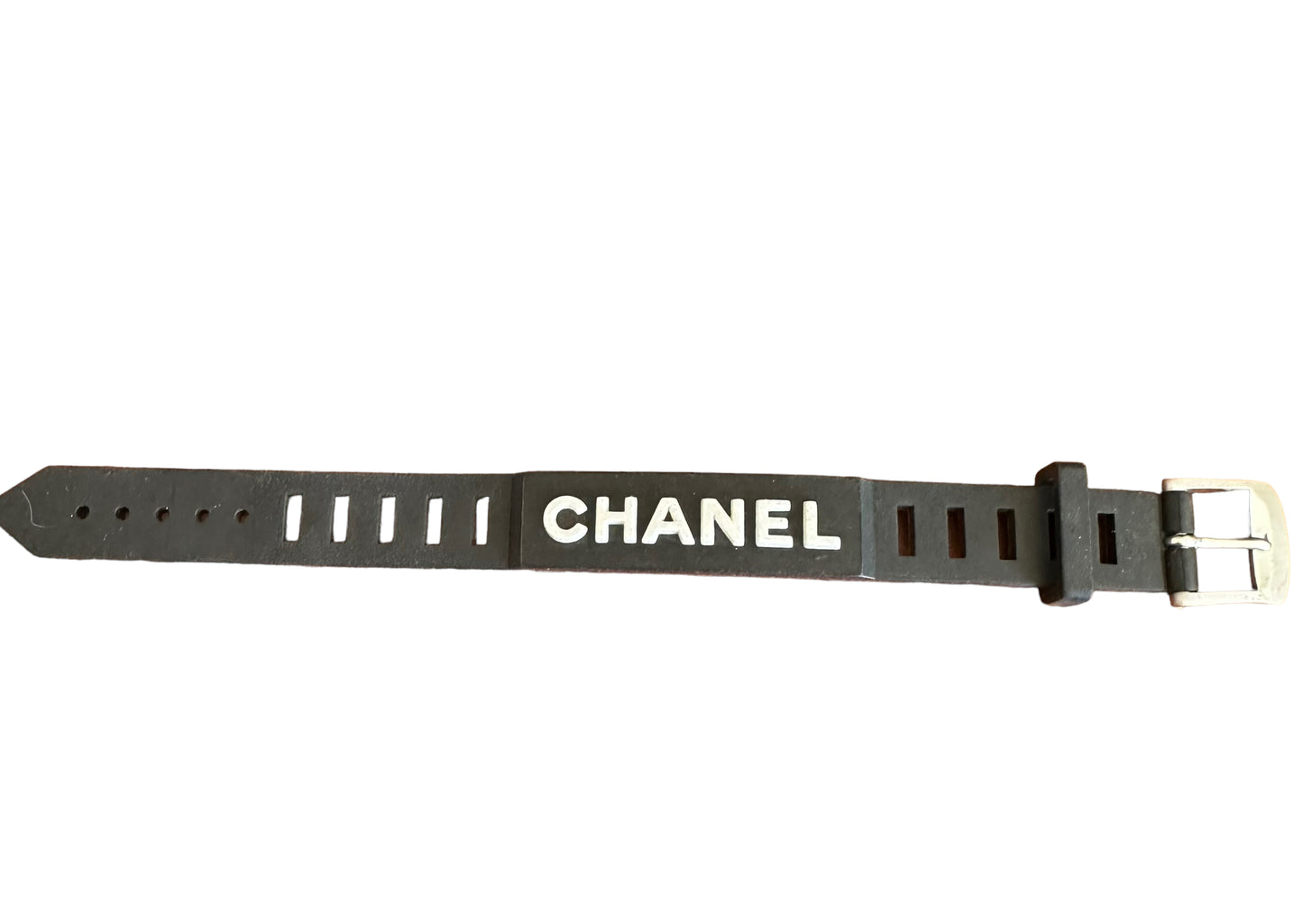 Chanel 1999 watch strap style bracelet black with white
