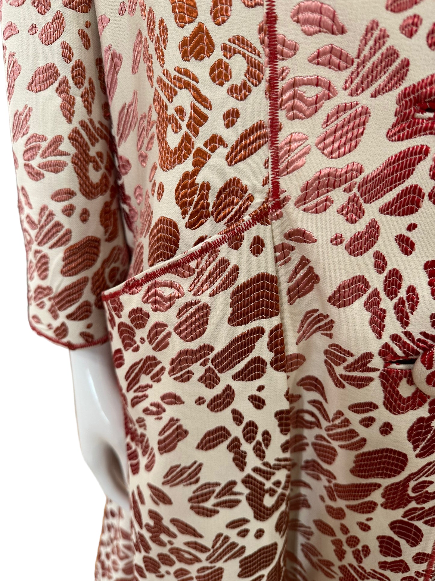 Oscar De La Renta red leopard coat dress 10