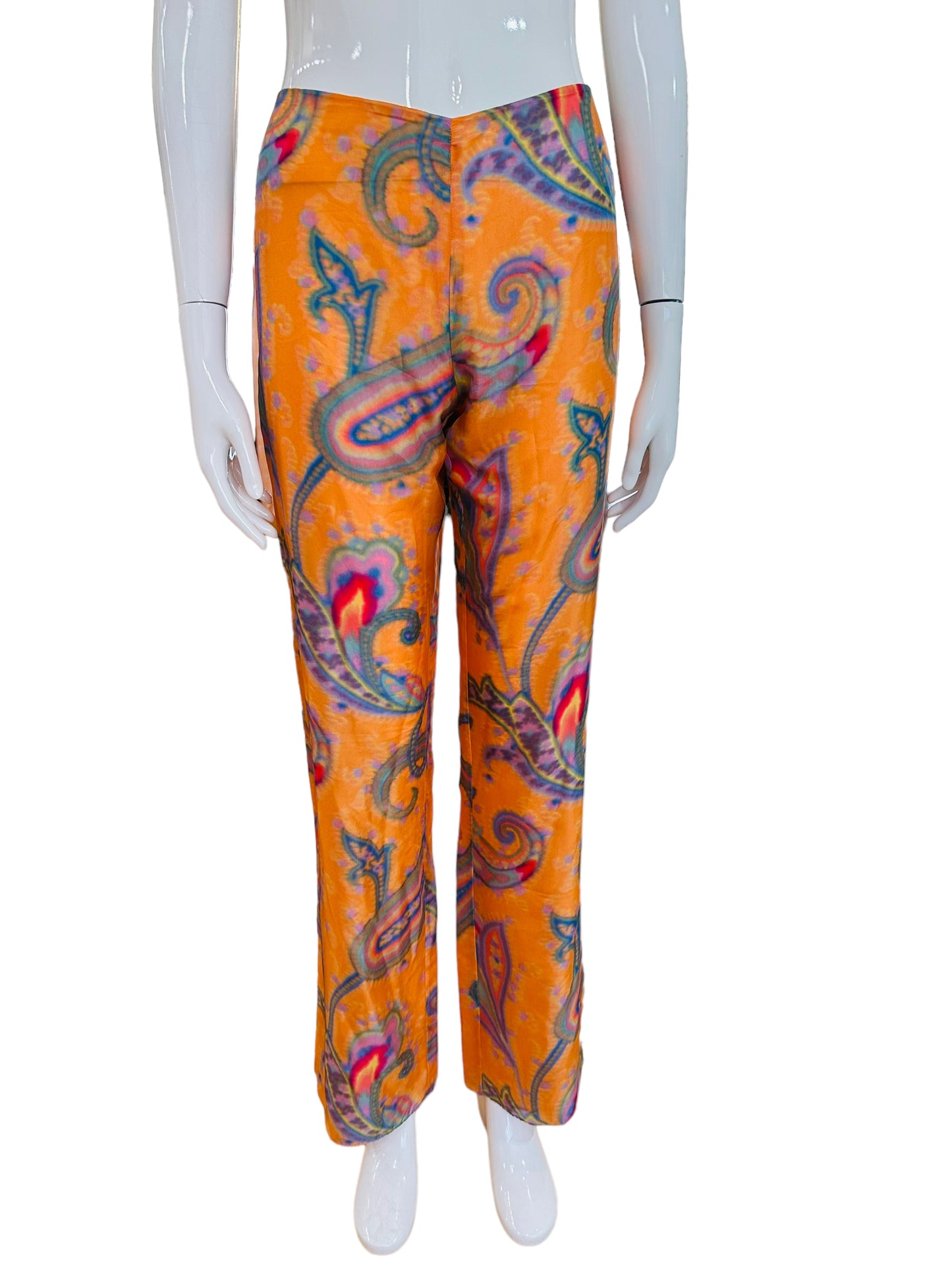 Ralph Lauren Black label orange paisley silk pants 2-4 small 6