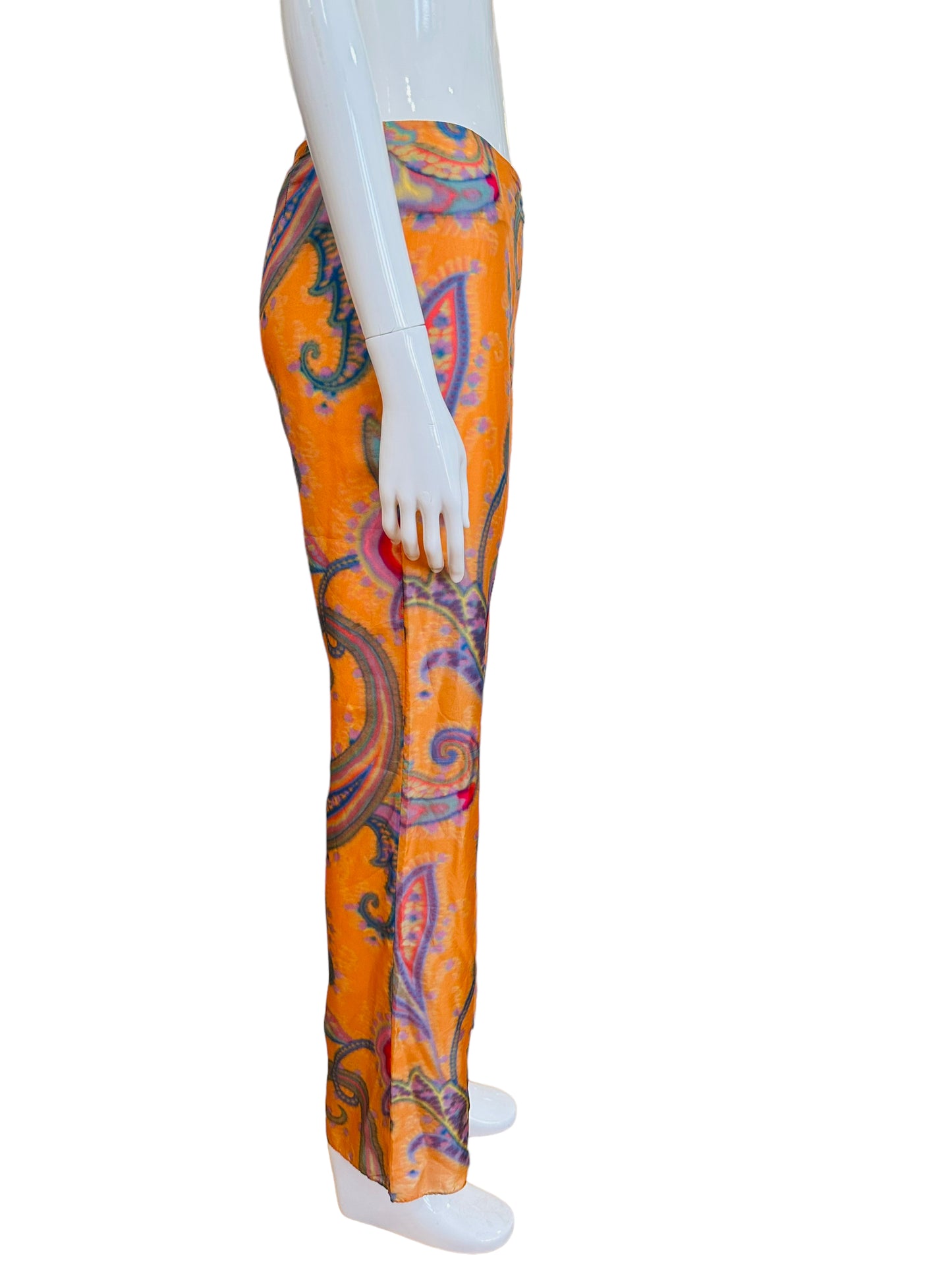Ralph Lauren Black label orange paisley silk pants 2-4 small 6