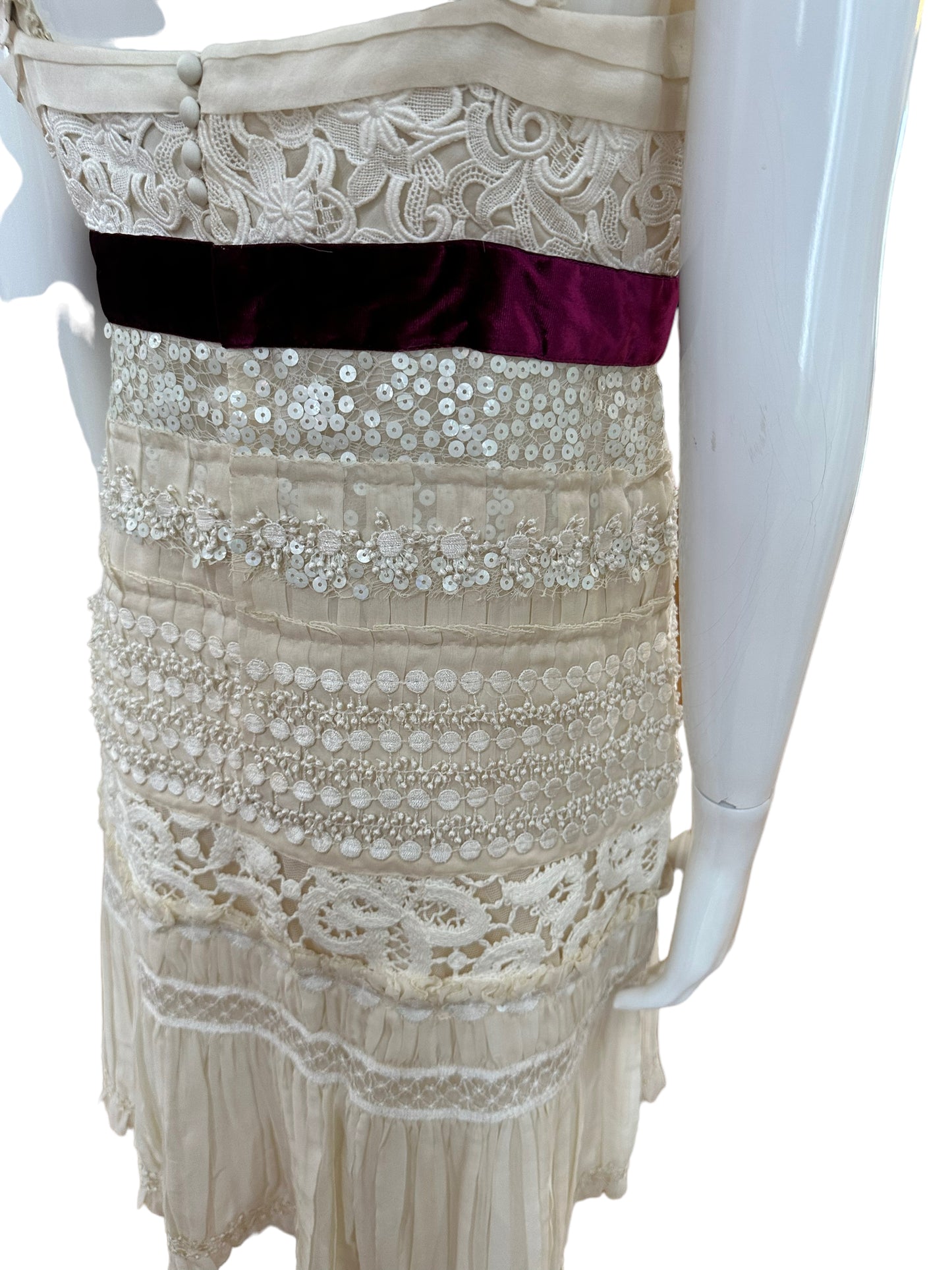 Louis Vuitton ivory silk embellished dress F 40