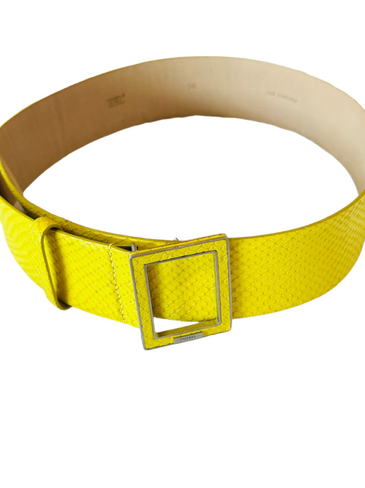 Chanel yellow belt 38 2012 snakeskin stamped