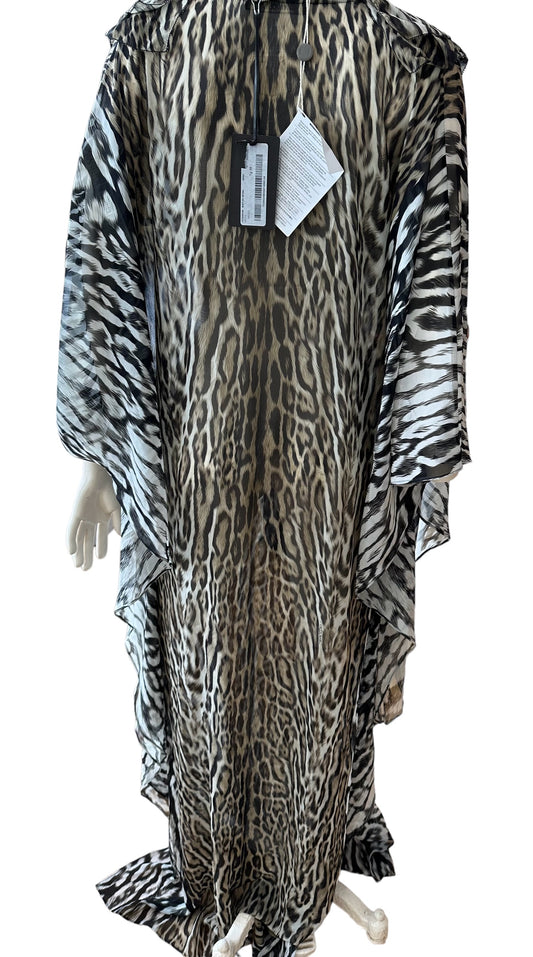 Roberto Cavalli animal print silk kaftan maxi dress NWT