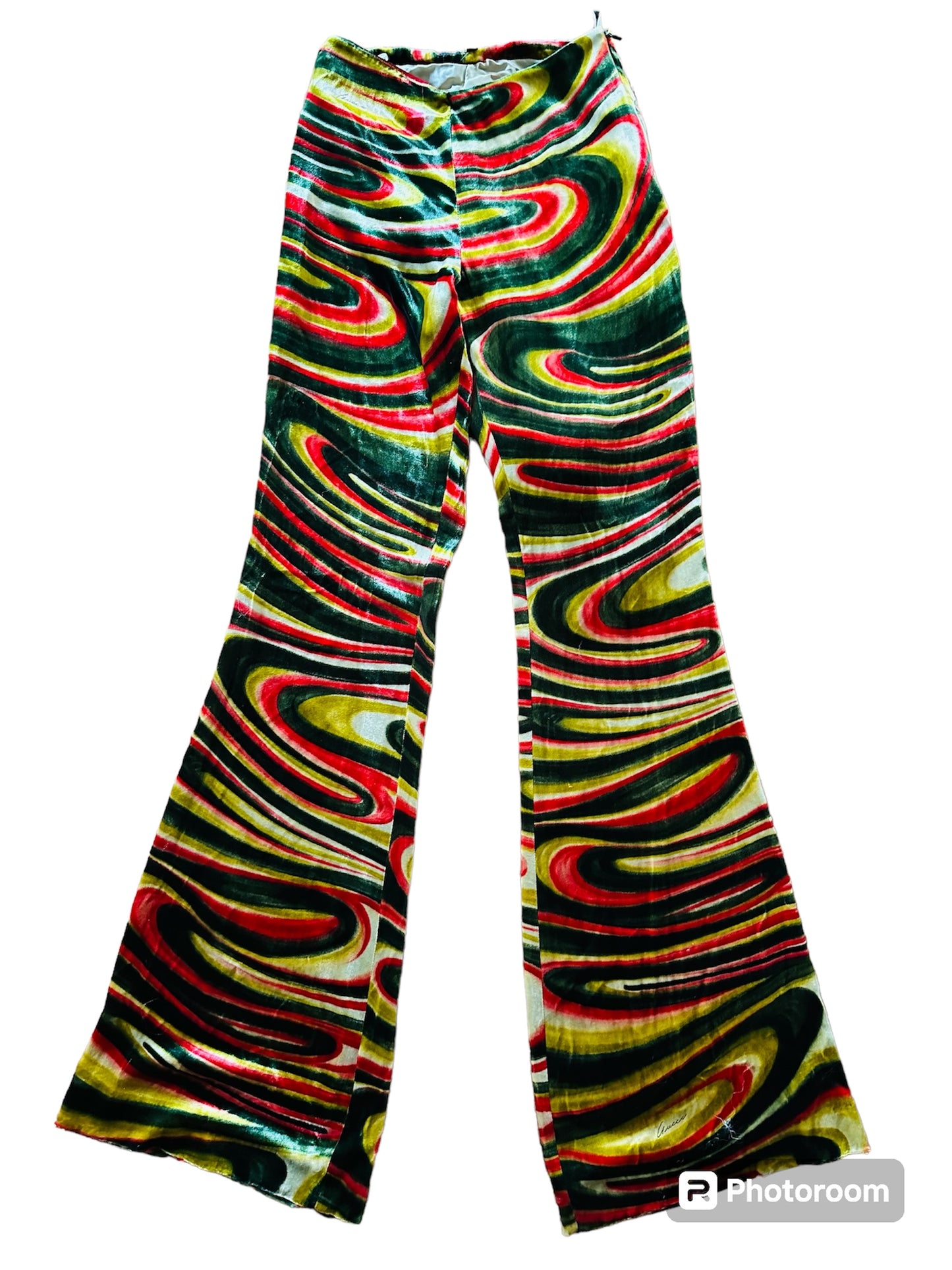 Gucci Tom Ford velvet pyschedelic pant trousers 1999 runway swirl I 40 run small