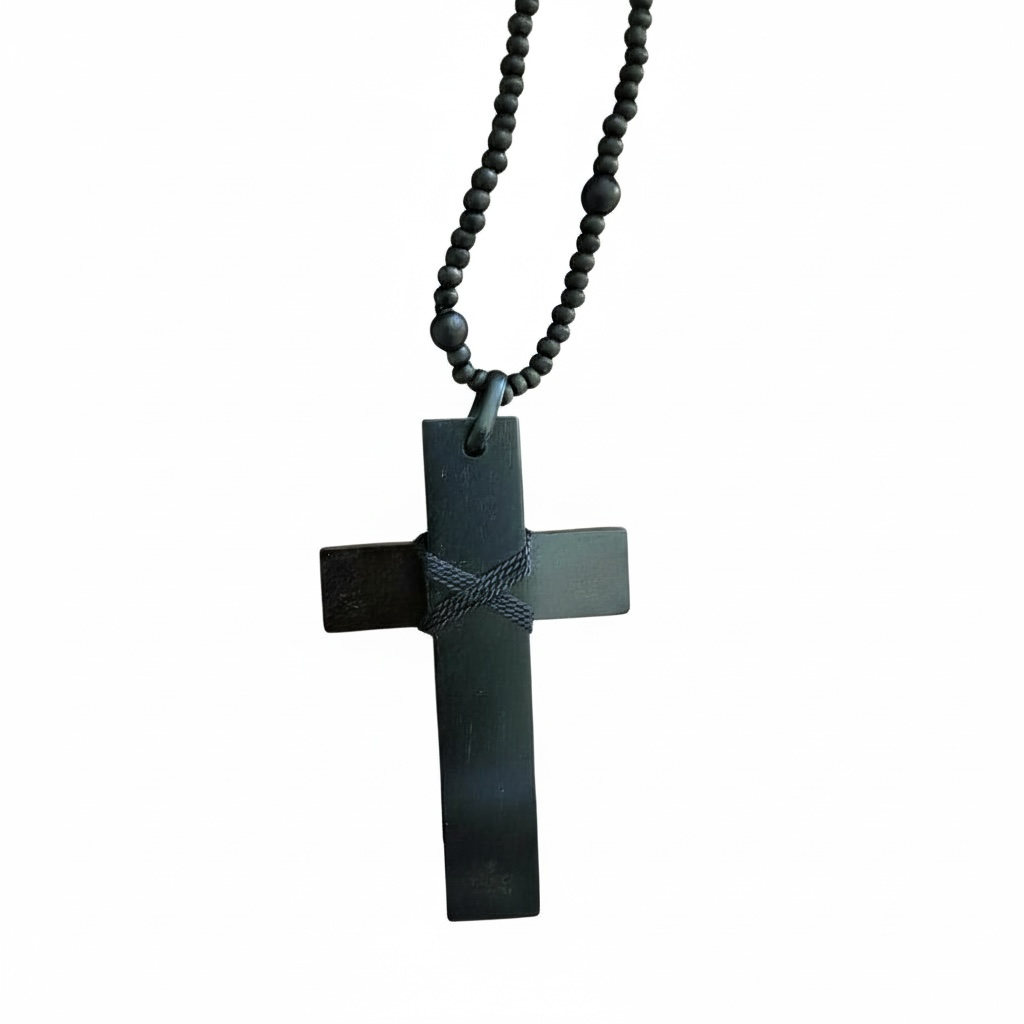 GUCCI TOM FORD EBONY BLACK CROSS NECKLACE IN BOX