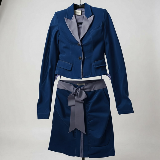 Yves Saint Laurent 2002 blue velvet runway suit Tom Ford F 36