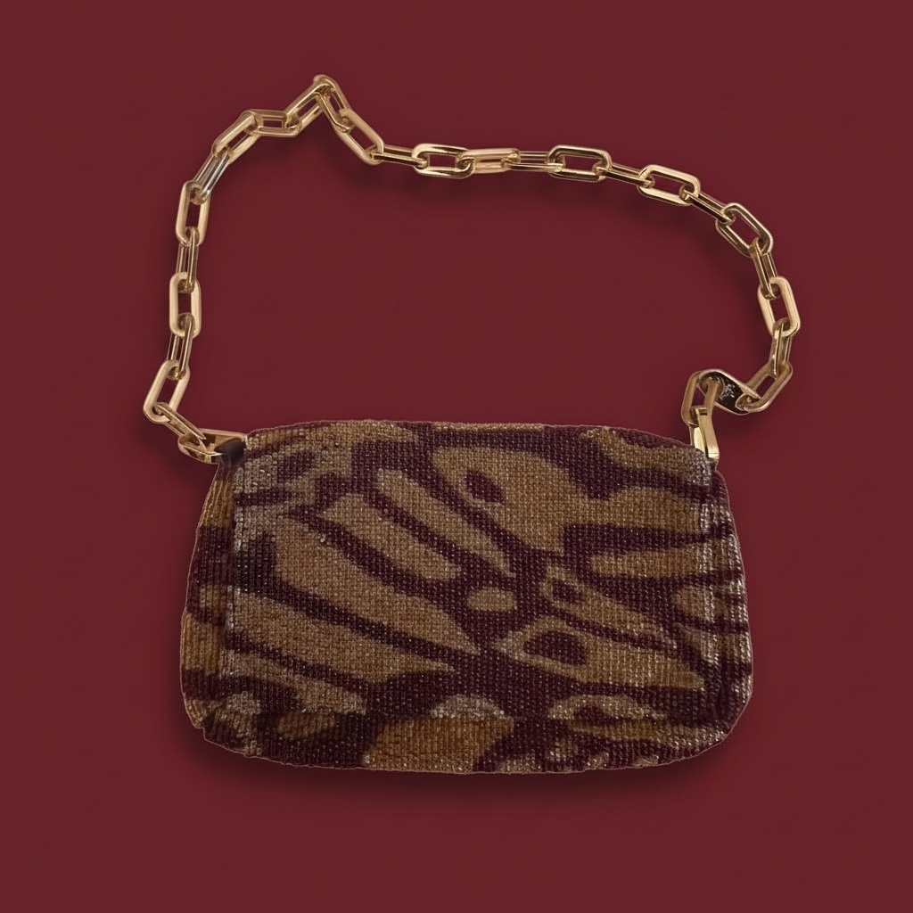 Gucci Tom Ford 2000 red gold beaded bag purse