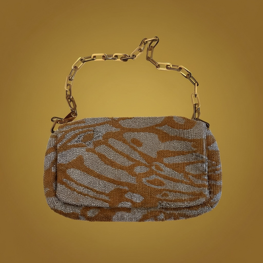 Gucci Tom Ford 2000 ivory gold beaded bag purse