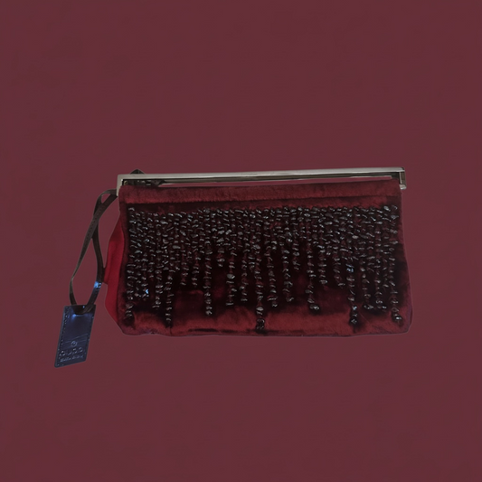 Gucci Tom Ford 1999 red velvet beaded clutch bag