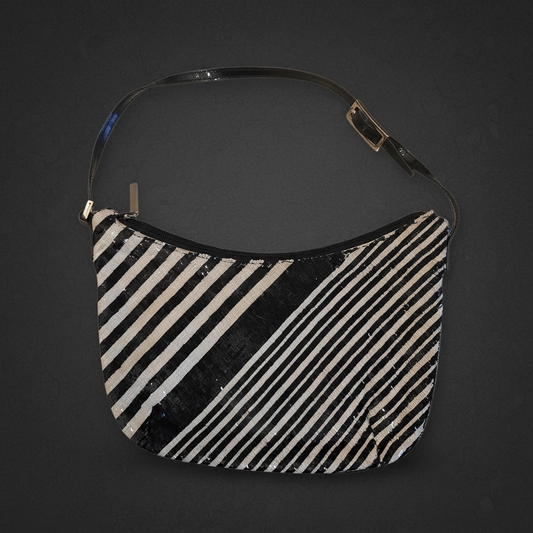 Gucci Tom Ford 2000 black and white striped beaded bag