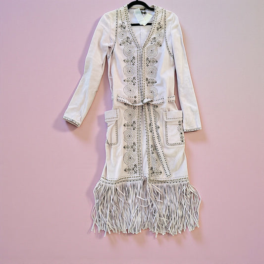 Roberto Cavalli vintage leather duster coat laser cut I 40 NWT $5980