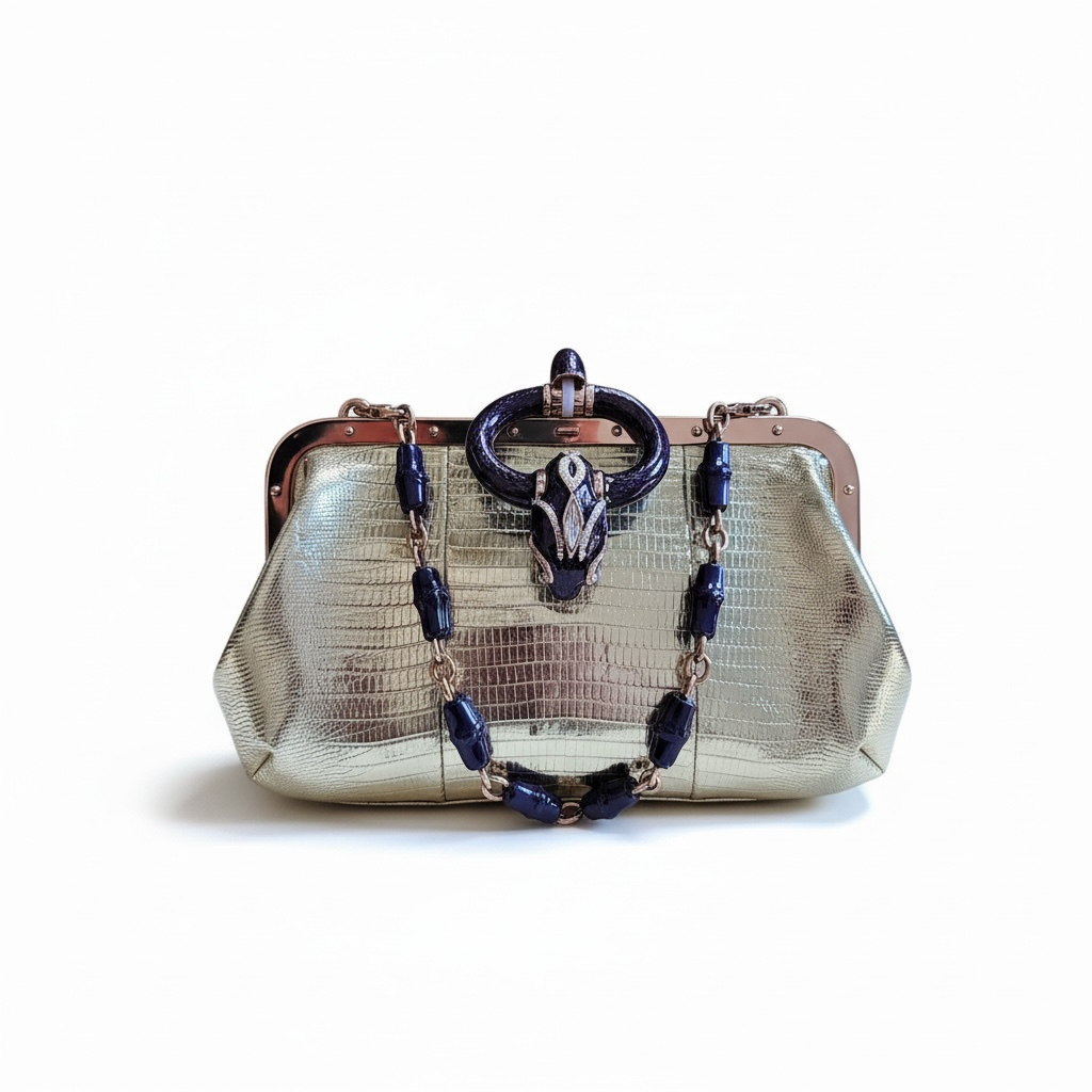 Gucci by Tom Ford 2004 Lizard amethyst dragon purse bag