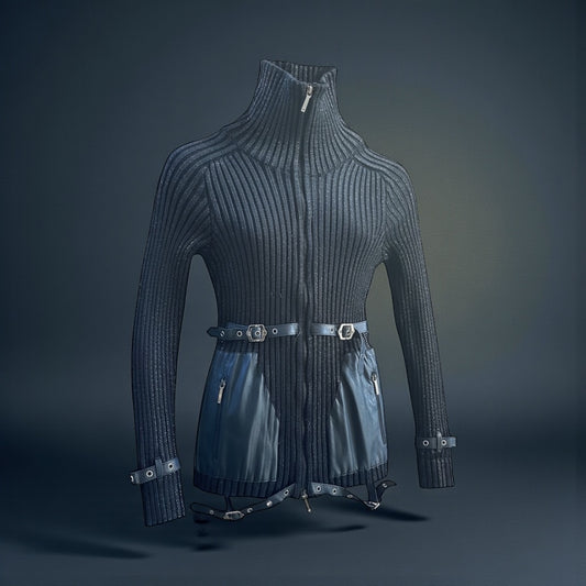 Christian Dior 2003 Galliano sweater jacket black bondage