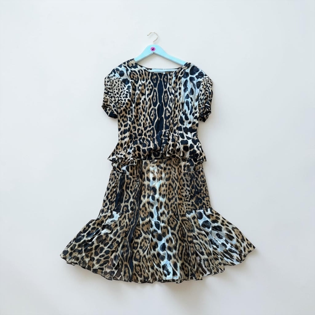 Archival SS 2002 Tom Ford for Yves Saint Laurent Rive Gauche Leopard silk chiffon set F 42