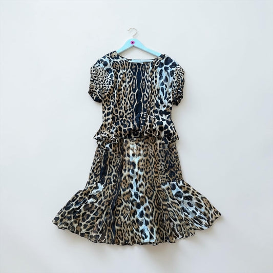 Archival SS 2002 Tom Ford for Yves Saint Laurent Rive Gauche Leopard silk chiffon set F 42